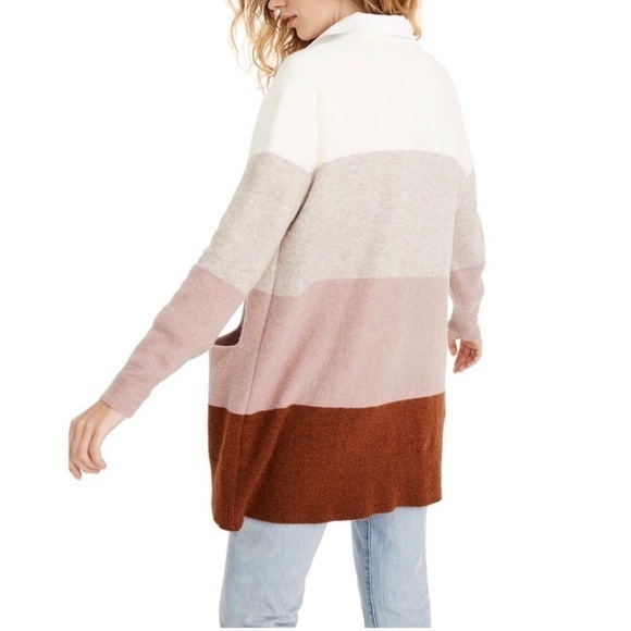Madewell Color-block Long Open Front Sweater - Picture 2 of 12